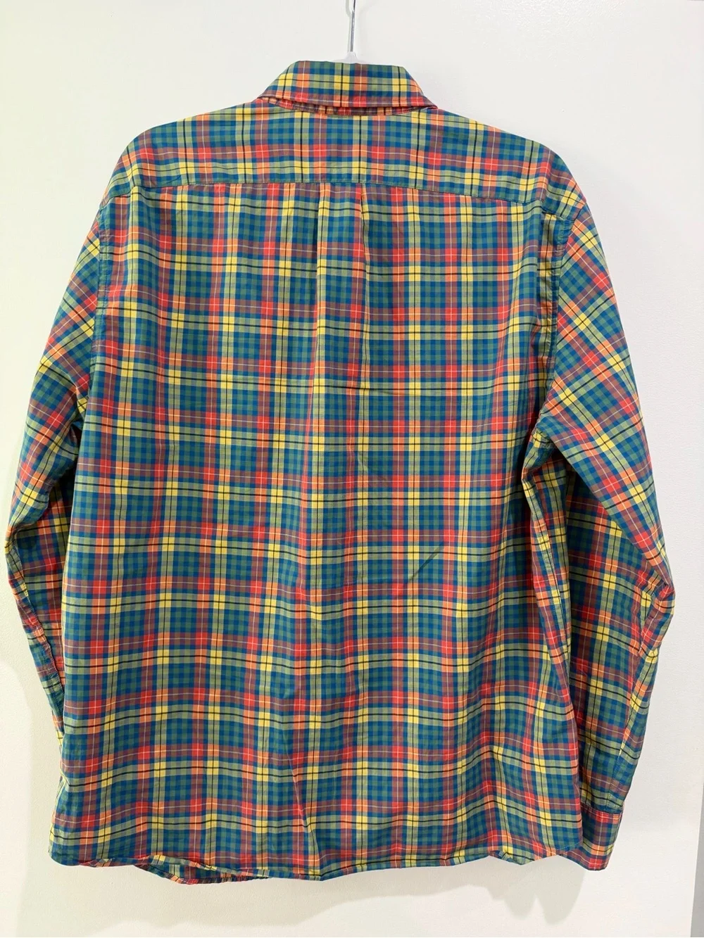 J. Crew Men's Multicolor Plaid Button-Down Shirt — Green, Blue, Red, Yellow